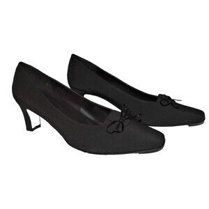 Vaneli Pumps Heels Varya Black Fabric Square Toe Sie 9.5